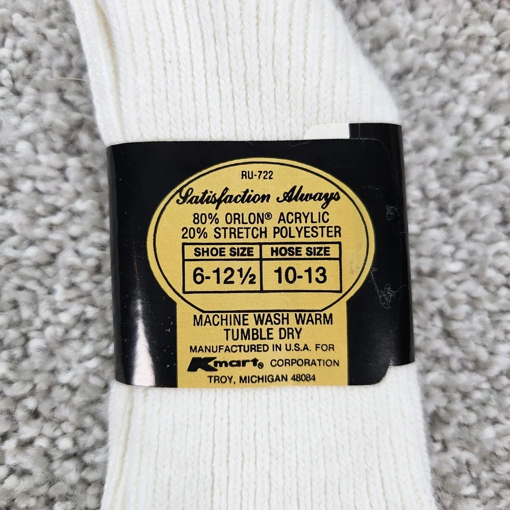 Vintage‎ Kmart Super Value Crew Socks Mens Fits Size 10-13 Stretch Cotton 2 Pair